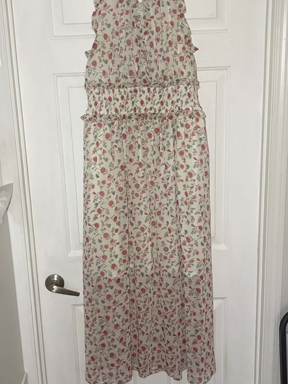 Cato Cream Maxi Dress with red and blue Floral Print